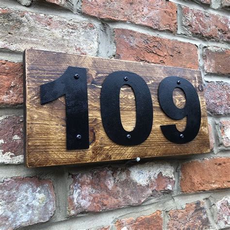 free-standing wood and metal house numbers plaque|wood house numbers home depot.